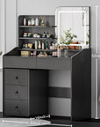 Makeup Vanity Desk with LED Mirror & Movable Storage Cabinet, 3-Tier Open Shelves, 5 Drawers, Adjustable 3-Color Lighting for Bedroom