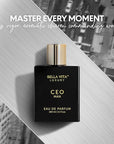 BellaVita Luxury CEO Man Perfume for Men (3.38 fl.oz) | Long-Lasting Men's Perfume with Lemon, Lavender, Tonka Vetiver & Moss Fragrance for Man | CEO Parfum for Men | Vegan & Cruelty-Free Fragrance