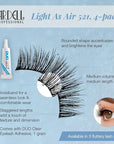 Ardell Light As Air 521 Lashes - Lightweight Natural False Eyelashes, Soft and Comfortable, 4 Pairs
