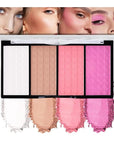 Matte Powder Blush Palette, 4 Colors Face Palette with White Highlighter, Brown Contour, Pink & Rose Pink Blush for Cheeks, Natural Lasting Makeup Palett for Women, Blus and Highlighter Pallet