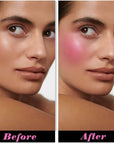 Single Rose Pink Matte Blush for Cheeks Face Blushes Makeup Palette, Rose Bean Monochrome Cream Blushes Palette Makeup for Older Women, Natural Pigmented Paleta de rosa oscuro monocromática 02