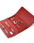 GERMANIKURE 5pc Manicure Set in Leather Case -FINOX Stainless steel tools handmade in Solingen Germany – Professional Nail and Cuticle Care Travel Implements