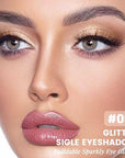 Low Saturation Delicate Long-Lasting Eyeshadow Palette, Monochrome Glitter Pressed Cream Single Vegan (10 Glittle Gold)