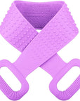 Inmorven Exfoliating Back Scrubber for Shower with Handles, 30 Inch Double-Sided Back Exfoliator Body Scrub Towel, Exfoliating Washcloth Bath Tool for use in Shower, Clean Skin for Men & Women(Purple)