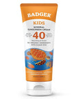 Badger Kids Mineral Sunscreen Cream SPF 40, 98% Organic Ingredients, Zinc Oxide Sunscreen for Kids Face & Body, Water Resistant, Reef Friendly, Hawaii Approved Broad Spectrum Sunblock, 2.9 fl oz