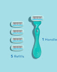 Schick Hydro Silk Ultra Sensitive Razor for Women | Womens Razor for Sensitive Skin, 5 Blade Razors for Women, Womens Razors for Shaving, Includes 1 Handle & 5 Refills
