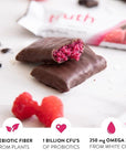 Truth Bar Prebiotic & Probiotic Keto Snack Vegan Bars with Omega-3's - Synbiotic High Fiber Snacks - Low Sugar, Kosher, Gluten Free - Dark Chocolate Coconut Raspberry Truffle (Pack of 12)