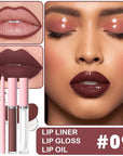 3-in-1Light Nude Matte Lip Stain Kit | Waterproof Lip Liner + Hydrating Matte Lip Gloss + Nourishing Lip Oil | Long Lasting Plumping to Create Perfect Lip Makeup.02#