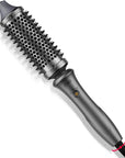 TYMO Thermal Brush Curling Brush - STYLUX 1.7 Inch Blowout Volumizer with Flexi-Fit for Hair Straightening, Heated Round Styler Tool, Hair Straightener and Curler 2 in 1, Dual Voltage, Metallic Gray