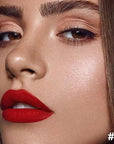 2-in-1 Ruby Red Matte Lip Liner and Lipstick Combo, Red Lipsticks for Women 24 hour Long Lasting Waterproof Smudge Proof, Easy to apply, Everyday Lips Makeup 01