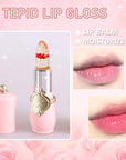 firstfly Pack of 6 Crystal Flower Jelly Lipstick, Long Lasting Nutritious Lip Balm Lips Moisturizer Magic Temperature Color Change Lip Gloss (Pink)