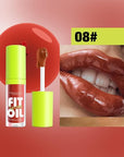 8 Colors Hydrating Lip Oil, Big Brush Head Lip Glaze Shiny Transparent Lip Glow Oil 0.35 Fl Oz, Glossy Finish (# 08)