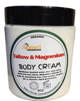 Beef Tallow & Magnesium Body butter - Grass Fed and Finished beef tallow Magnesium Cream- Handmade moisturizer for Cracked, Dry, Itchy skin- eczema cream- diaper rash (UNSCENTED)