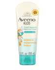 Aveeno Kids Continuous Protection Zinc Oxide Mineral Sunscreen Lotion for Children's Sensitive Skin with Broad Spectrum SPF 50, Tear-Free, Sweat- & Water-Resistant, Non-Greasy, 3 fl. oz