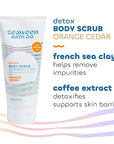 Seaweed Bath Co. Detox Body Scrub, Orange Cedar Scent, 6 Ounce, Sustainably Harvested Seaweed, French Sea Clay, Coffee Extract