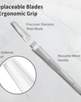 Face Razors for Women, Dermaplane Razor for Women Face, Eyebrow Razor, Facial Razors, Dermaplaning Tool, Reusable Metal Handle with 8 Microblades for Sensitive Skin, Peach Fuzz Remover, Gray