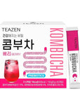 TEAZEN Berry Kombucha Tea, Hydration Drink Mix, Sugar Free, Live Probiotics & Prebiotics, 30 Sticks, 5.29oz