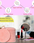 Reusable Makeup Remover Pads 16 Pack Microfiber Cleansing Facial Rounds Wipes Face, Eyes, Lips(3.5inch, coral)