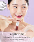 NOONI Korean Hydrating Lip Oil - Applewine | Long-Lasting, Moisturizing, Plumping, Revitalizing for Dry Lips, Waterproof, No Peel Off, Hydrating, Nourishing Crystal Clear, 0.12 FL Oz