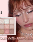 Pink Nude Glitter Shimmer Sparkle Eyeshadow,9 Colors Light Glitter Eye Shadow,Long Lasting Waterproof Natural Eyeshadow Palette,sombras para ojos