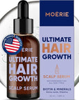 MOERIE Ultimate Hair Growth Serum for Natural Hair Regrowth & Thickening - Anti Thinning & Hair Loss Treatment for Women - Rapid Hair Growth Products - Scalp Oil Alternative - 1.69 fl oz / 50 ml