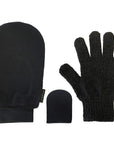 Skinerals Self Tanning Mitt Set, 3-Piece Applicator Kit with Exfoliator Glove, Face Pad & Back Tool, Reusable Glove for Streak-Free Tan Application with Mousse or Lotion