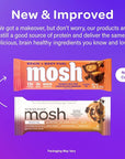MOSH Peanut Butter Chocolate Keto Protein Bars, High Fiber, Low Carb, Gluten Free, High Protein, Brain Healthy Snack, 12 Count