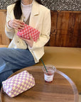 Pazimiik checkered makeup bag for