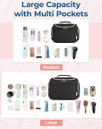 BAGSMART Travel Toiletry Bag, Large Wide-open Travel Bag for Toiletries, Makeup Cosmetic Travel Bag with Handle