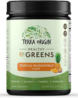 TERRA ORIGIN Healthy Greens Powder, Superfoods, Probiotics, Enzymes, Immune & Digestive Support, Energy & Wellness Boost, Gut Health, 30 Servings (1-Pack, Tropical Passionfruit)