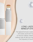 Blanc Cover Cream Stick,Korean Color-Changing Foundation Stick, Full Coverage Base Makeup, Dual-Ended with Detachable Brush for a Flawless Look (Natural)