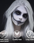 BADCOLOR White Face Body Paint Eye Black Stick for Adults Children Softball Football Baseball Sports , Non-Toxic Hypoallergenic for Halloween SFX Makeup Cosplay Skeleton Clown Costume Parties