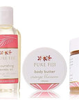 Pure Fiji Spa Gifts for Women and Man - Body Gift Box Include: Sugar Scrub, Bath and Body Oil, Body Butter and Body Lotion, Scent Orange Blossom