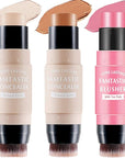 3 Pcs Contour Highlighter Blush Sticks with Brush,