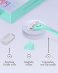 Billie Razors for Women Shave Kit – Razor + 4 x 5-Blade Razor Refills + Magnetic Holder – Minty