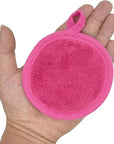 Reusable Makeup Remover Pads 16 Pack Microfiber Cleansing Facial Rounds Wipes Face, Eyes, Lips(3.5inch, dark pink)