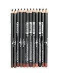 12 pcs, 12 Colors Brown Tone Italia Deluxe Ultra Fine Lip Liner & Eyeliner Set, Creamy, Long Lasting, High Pigmented Pencil, Various Shades of Brown
