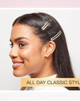 Scunci by Conair No-Slip Grip Stay Tight Barrettes - hair barrettes for women - hair accessories for women - hair clips - Gold, Black and Silver - 6 Count