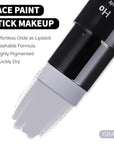 Go Ho Light Grey Face Body Paint Stick,Easily Washable Formula Gray Face Paint Stick,Non-toxic Full-coverage Cream Grey Body Paint for Adults Children Halloween Skull Zombie Goth Cosplay SFX Makeup
