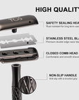 Single Blade Safety Razor for Men with Silicone Cover & 10 Blades Double Edge Safety Razor for Travel Metal Eco-Friendly Reusable Razor for Shaving (Matte Black)