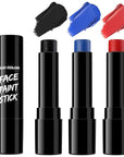 BAD COLOR 3PCS Red Black Royal Blue Face Body Paint Stick Makeup for Skull Vampire Clown Joker SFX Cosplay & Dress Up, Full-Coverage Halloween Facepaint Makeup Kit