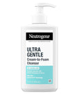 Neutrogena Ultra Gentle Cream-to-Foam Facial Cleanser, Transforms from a Creamy Cleanser to a Foaming Face Wash for Sensitive Skin, Fragrance-Free, Hypoallergenic, Non-Comedogenic, 12 oz