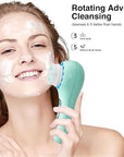 Face Scrubber Exfoliator,Facial Cleansing Brushes Rechargeable IPX7 Waterproof with 5 Brush Heads,Electric Face Spin Brush for Exfoliating, Massaging and Deep Cleansing (Mint Green)