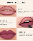 2Pcs Longwear Liquid Lip Liner Stain Marker Pen Set Long Lasting Waterproof, Mauve Dusty Pink Red Matte Permanent 24 Hour Lip Liner and Lipstick Combo, Color Stay Lipliner All Day, Lip Stains peel off