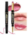 2-in-1 Pink Lip Liner & Lipstick Set Kit for Women, Metallic Lips Kit with Lip Liner Lip Stains Long Lasting Waterproof 24 Hour Lipstick and Lip Liners Combo Lipliners Pencil Set 20