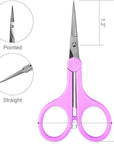 Eyebrow Scissors, Small Scissors for Facial, Nose, Eyebrow, Mustache, and Beard Hair Trimming & Grooming, Straight Edge, Purple Long Cap