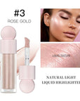 Liquid Highlighter Natural Glow For Face & Body, Rose gold)