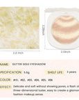Low Saturation Delicate Long-Lasting Eyeshadow Palette, Monochrome Glitter Pressed Cream Single Vegan (10 Glittle Gold)