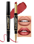 2-in-1 Mauve Red Lip Liner & Lipstick Set Kit for Women, Matte Lips Kit with Lip Liner Lip Stains Long Lasting Waterproof 24 Hour Lipstick and Lip Liners Combo Lipliners Pencil Set 08