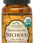 US Organic 100% Pure Patchouli Essential Oil - USDA Certified Organic, Steam Distilled - W/Euro droppers (More Size Variations Available) (10 ml / .33 fl oz)